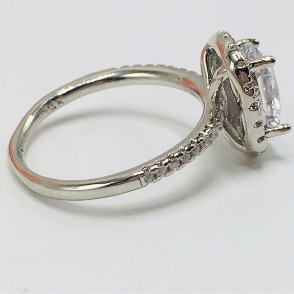 14k white gold engagement halo ring wedding - Picture 8 of 8